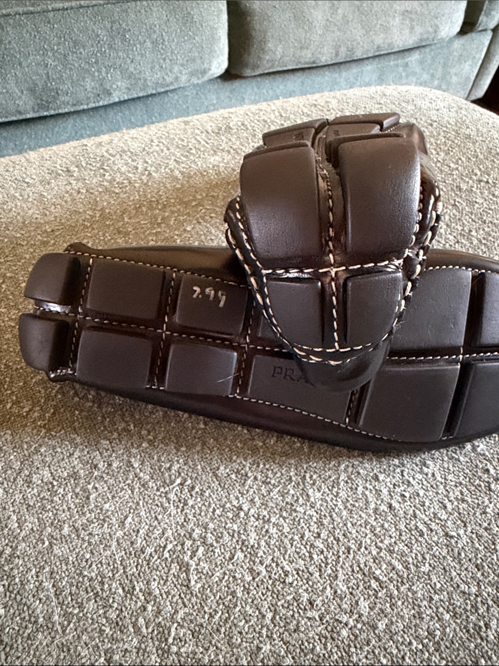 Prada Black Leather Loafers with Silver Ring Bit - Picture 5 of 7